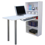 3+2格書櫃型書桌(含鍵盤)-素雅白色-(台灣製)
