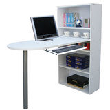 (3+2格蛋頭形)書櫃型書桌(含鍵盤)-素雅白色-(台灣製)