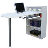 2+2格書櫃型書桌(含鍵盤)-素雅白色-(台灣製)