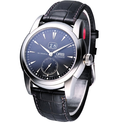 ORIS 瑞士經典大視窗機械腕錶-黑面黑皮66575494054L ORIS 瑞士經典大視窗機械腕錶-黑面黑皮66575494054L