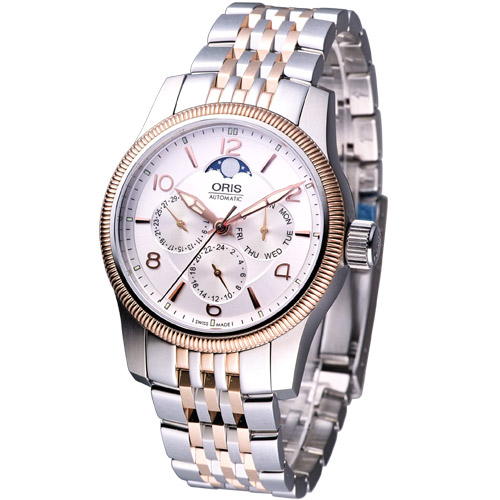 ORIS Big Crown 經典大錶冠月相機械腕錶58176274361M鋼帶款