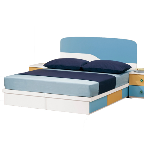 【優利亞-藍色天地】5尺雙人床頭片+抽屜床座(不含床墊)