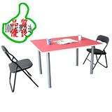 環球-[80X120公分]大桌面-餐桌/工作桌+(2椅)折疊椅子