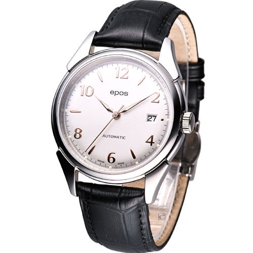 EPOS 經典復古自動機械腕錶(3372.132.20.38.25)銀白