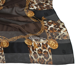 【真心勸敗】gohappy 購物網Christian Dior 豹紋項鍊框邊緞面領帕巾-黑色效果微風 百貨