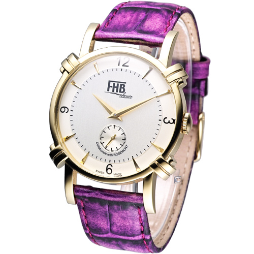 Rosemont FHB系列 簡約時尚腕錶 F101YW-PU 金殼紫色皮