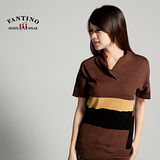 【FANTINO】台灣製，V領俐落設計款短袖羊毛蠶絲衣(咖啡色)187104
