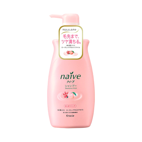 日本Kracie葵緹亞 naive娜艾菩植物性洗髮精【玫瑰蜜桃／蘆薈葡萄】550ml