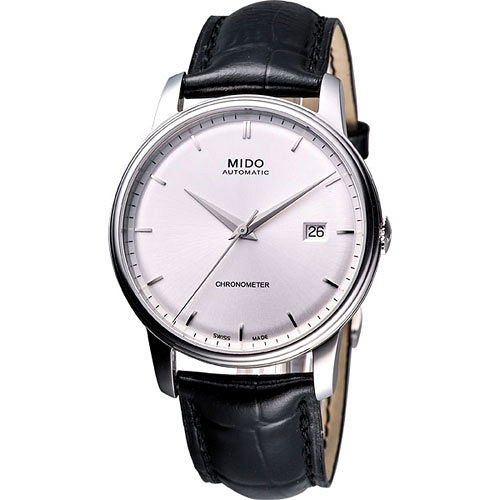 MIDO Baroncelli III Gent 機械腕錶(M0104081603120)-銀／黑