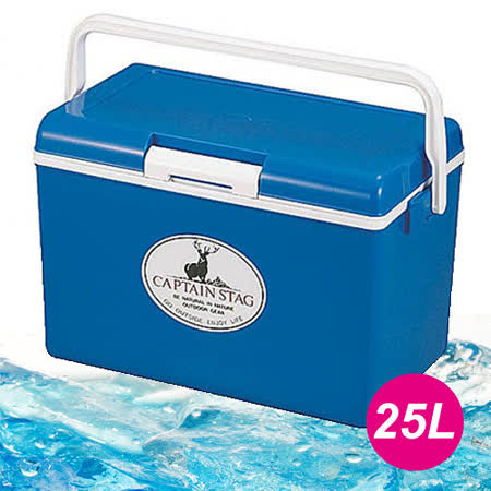 【日本鹿牌 CAPTA愛 買 3cIN STAG】日本製 保冷冰箱(附背帶) 25L 冰桶/藍 M-8177