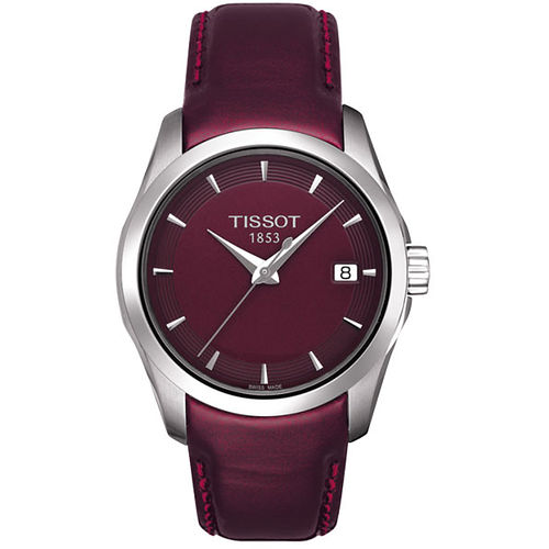 TISSOT T-Trend Couturier Lady 時尚簡約腕錶(T0352101637100)-酒紅 TISSOT T-Trend Couturier Lady 時尚簡約腕錶(T0352101637100)-酒紅