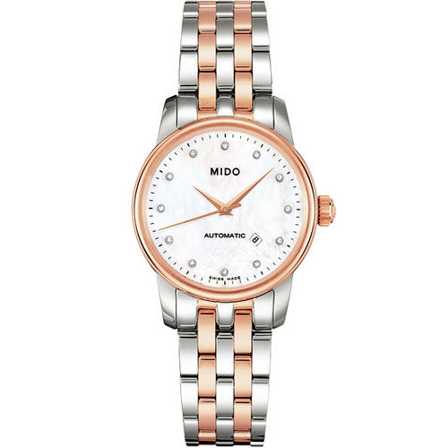 MIDO Baroncelli 典藏真鑽機械女錶(M76009691)-珍珠貝/半金 MIDO Baroncelli 典藏真鑽機械女錶(M76009691)-珍珠貝/半金