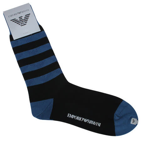 【網購】gohappy線上購物Emporio Armani EA繡紋雙色橫條休閒襪-藍/黑價錢愛 買 大 賣場