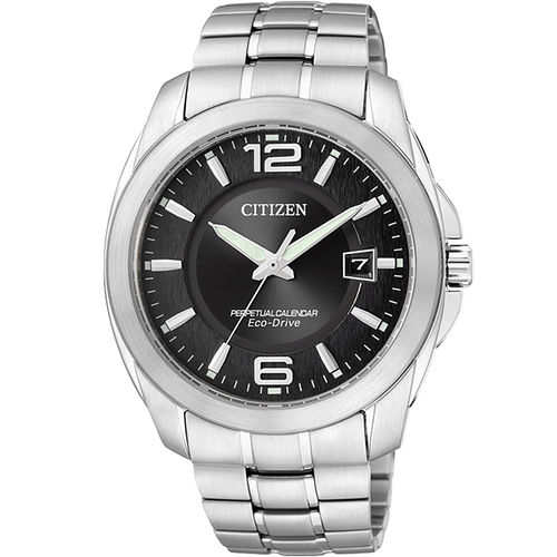 CITIZEN Eco-Drive 萬年曆紳士都會腕錶(BL1240-59E)-黑／銀／40mm