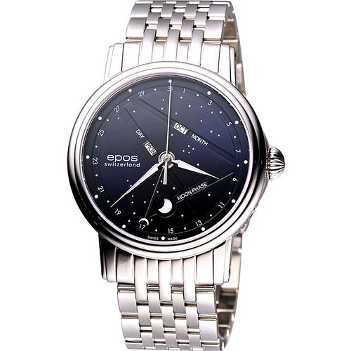 epos 星空典藏月相盈虧機械腕錶(3391.832.20.16.30)-深藍