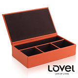 【LOVEL】義大利設計皮革辦公收納-有蓋長形4格置物盒