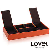 【LOVEL】義大利設計皮革辦公收納-雙蓋5格置物盒