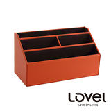 【LOVEL】義大利設計皮革辦公收納-梯形4格置物盒