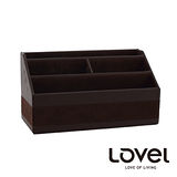 【LOVEL】義大利設計皮革辦公收納-梯形4格置物盒(2色可選)