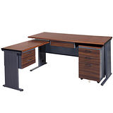 BTH胡桃木紋L型辦公桌櫃組252-2(100x150)