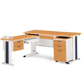 SKH木紋L型辦公桌櫃組258-12(100x150)