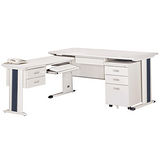 KH淺灰色L型辦公桌櫃組(100x150)