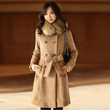 【韓系女衫】高檔氣質時尚毛領雙排扣修身保暖大衣