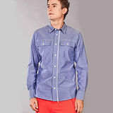 『摩達客』美國LA設計品牌【Suvnir】藍色長袖襯衫