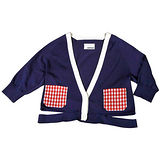 『摩達客』美國LA設計品牌【Suvnir】深藍紅格紋針織衫短版外套