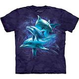 『摩達客』美國進口【The Mountain】自然純棉系列 海豚群 藍色設計T恤 (預購)