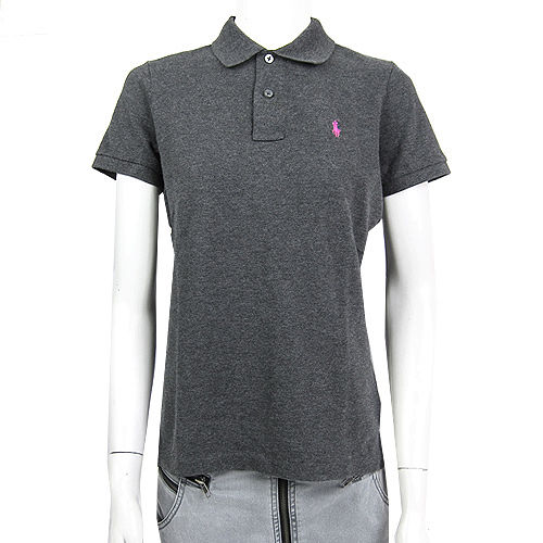 Ralph Lauren 經典LOGO窄版素面POLO女衫(深灰) Ralph Lauren 經典LOGO窄版素面POLO女衫(深灰)