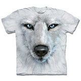 『摩達客』(預購)美國進口【The Mountain】自然純棉系列 藍眼白狼臉 設計T恤