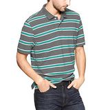 預購‧美國【GAP-2】男裝Multi striped雙色條紋POLO短衫(土耳其藍)