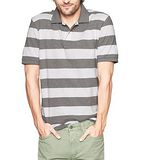 預購‧美國【GAP-2】男裝Wide stripe寬版條紋POLO短衫(灰)