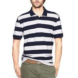預購‧美國【GAP-2】男裝Wide stripe寬版條紋POLO短衫(深藍)