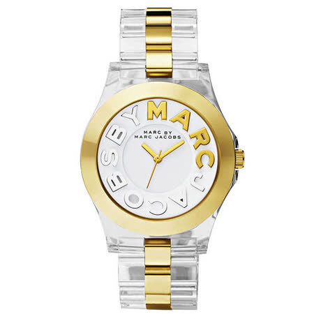 【好物推薦】gohappy 購物網Marc Jacobs MBMJ 繽紛玻麗腕錶-透明/金 MBM4546評價如何台中 愛 買 中港 店