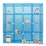 〝DREAM BOX〞生活玩家16格創意組合收納櫃〝假期藍〞