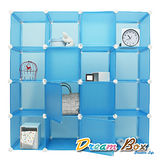 〝DREAM BOX〞生活玩家16格16門創意組合收納櫃〝假期藍〞