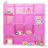 〝DREAM BOX〞生活玩家16格16門創意組合收納櫃〝甜美粉〞