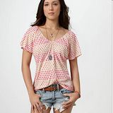 預購‧美國【AE-3】女裝PRINTED DOUBLE印刷圖案V領短衫(粉紅)
