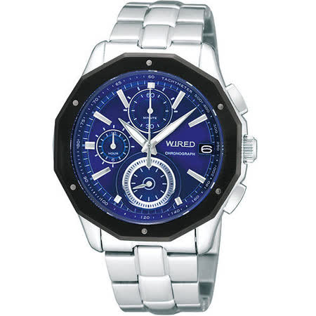 【好物推薦】gohappy線上購物WIRED 黎明昇起時尚潮流三眼計時腕錶-藍/銀 VK67-X001B開箱新光 三越 a11