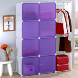 【空間創意】八門單桿收納衣櫥櫃-白體紫門