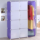 【空間創意】八門單桿收納衣櫥櫃-紫體白門