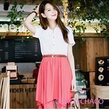 預購【CHACO韓國】美麗仙杜拉不規則裙擺配色連身洋裝CLDB-O-6* 粉色F/L