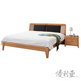 【優利亞-簡約榆木】雙人5尺床架+床頭櫃(不含床墊)