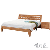 【優利亞-經典編織】榆木雙人5尺床架+床頭櫃(不含床墊)