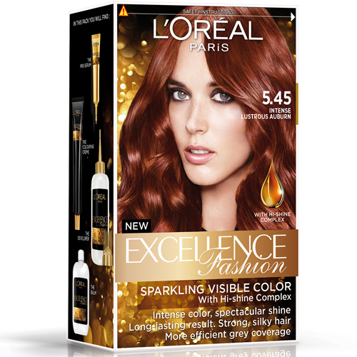 巴黎莱雅优媚霜 魅力-护发染发霜-5.45浓烈亮泽赤褐色