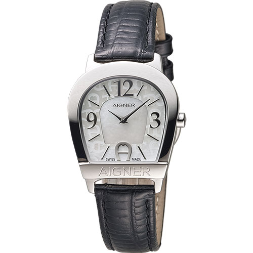 aigner amalfi 爱格纳马蹄 仕女表~珍珠贝x黑30mm a32268b